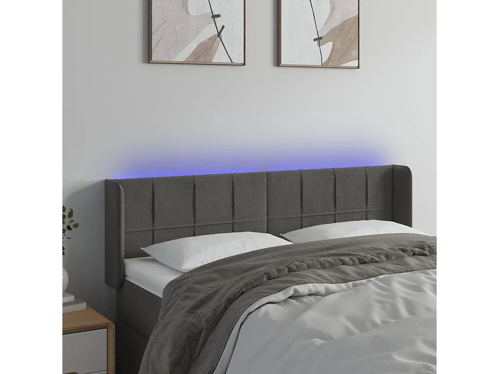 Samt Bettkopfteil mit LED, Dunkelgrau 147x16x78/88 cm-Velessaliving