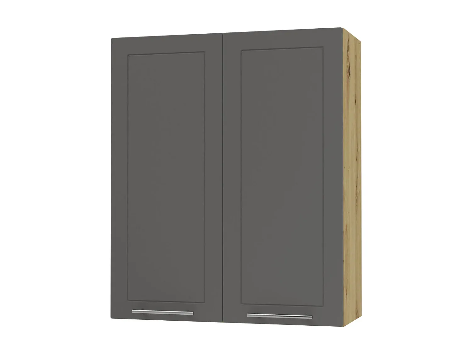 Hängeschrank für Küche, Matt Graphit, Eiche Finish-Velessaliving