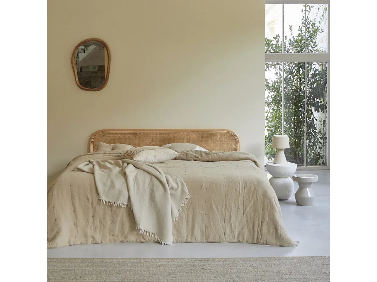 Elegantes Rattan-Kopfteil für Bett, 200 cm-Velessaliving