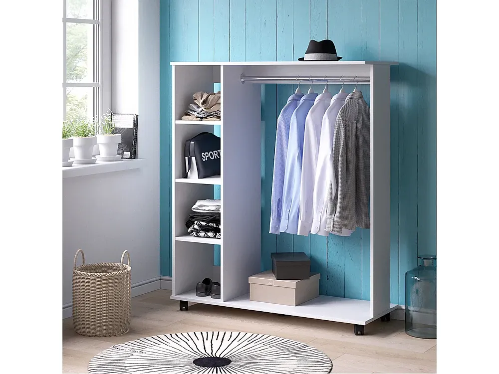 Moderner weißer Kleiderschrank mit Stauraum 110x42x129.4-Velessaliving