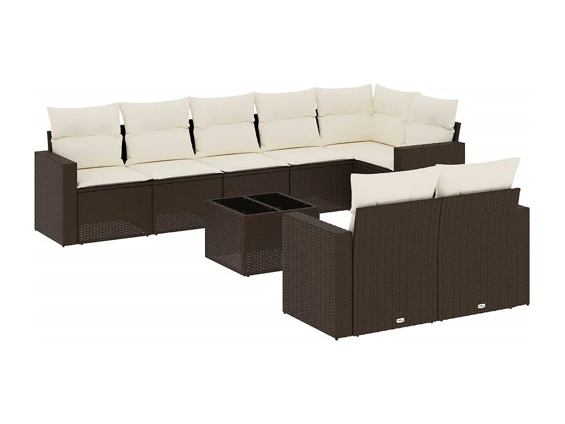 9-teilige Gartenlounge mit Kissen Braun Rattan-Velessaliving
