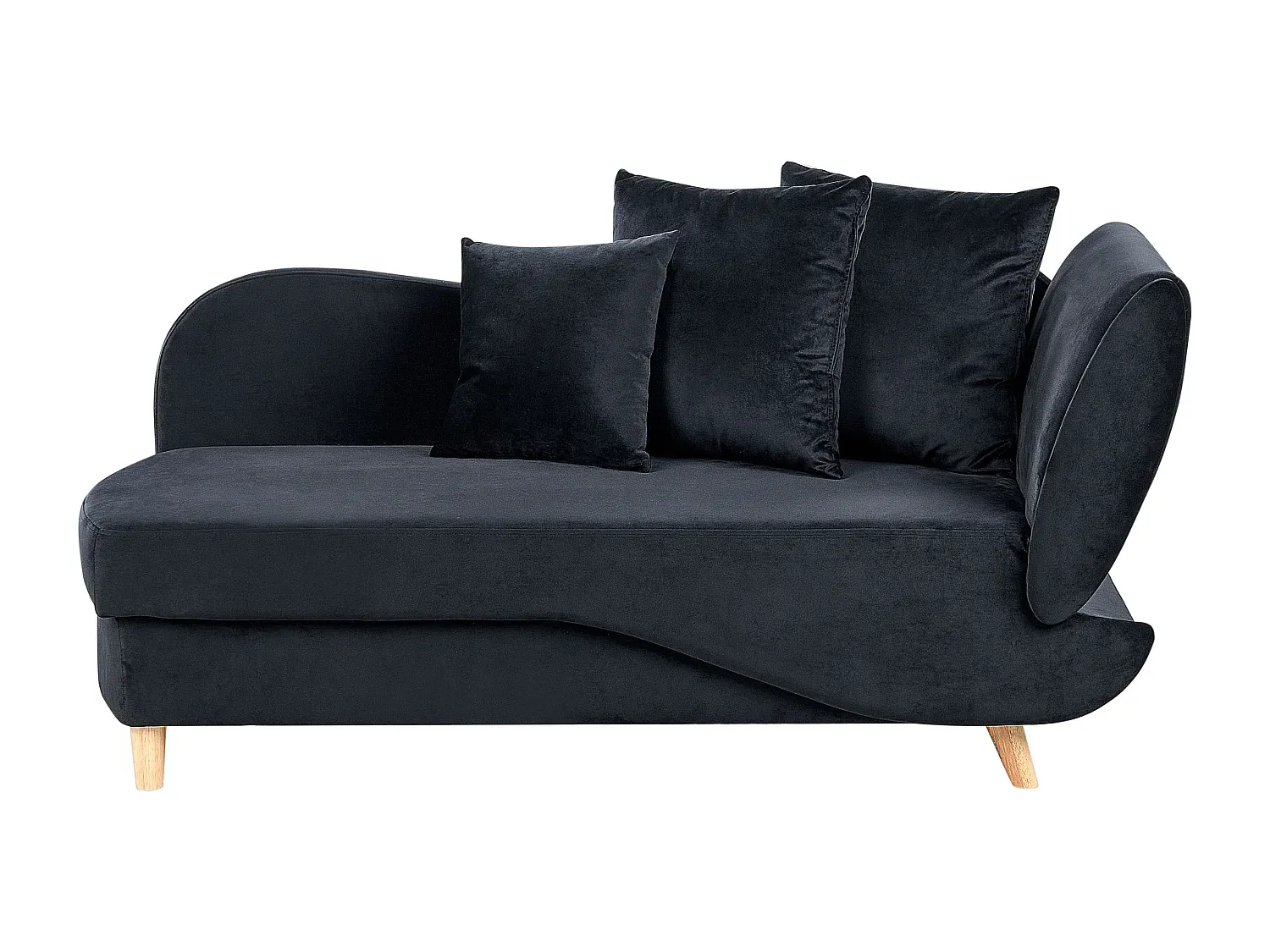 Rechtsseitige Chaiselongue aus Samt mit Bettkasten in Schwarz-Velessaliving