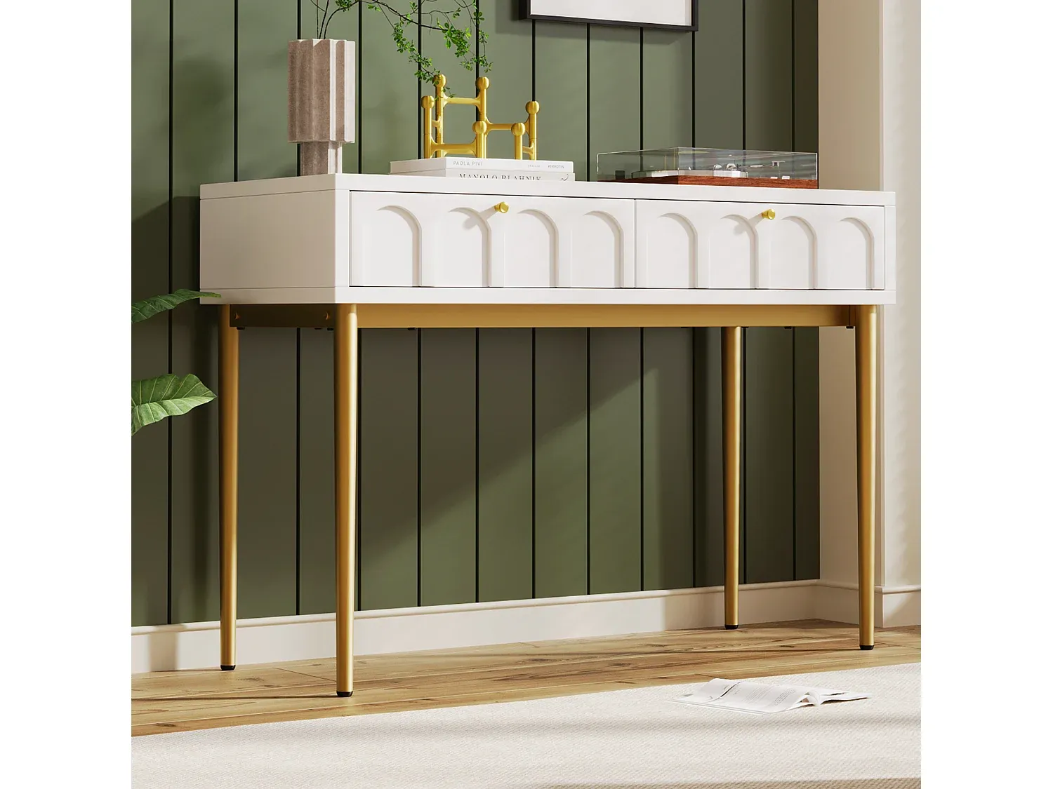 Eleganter Schminktisch mit Schubladen, Weiß-Velessaliving