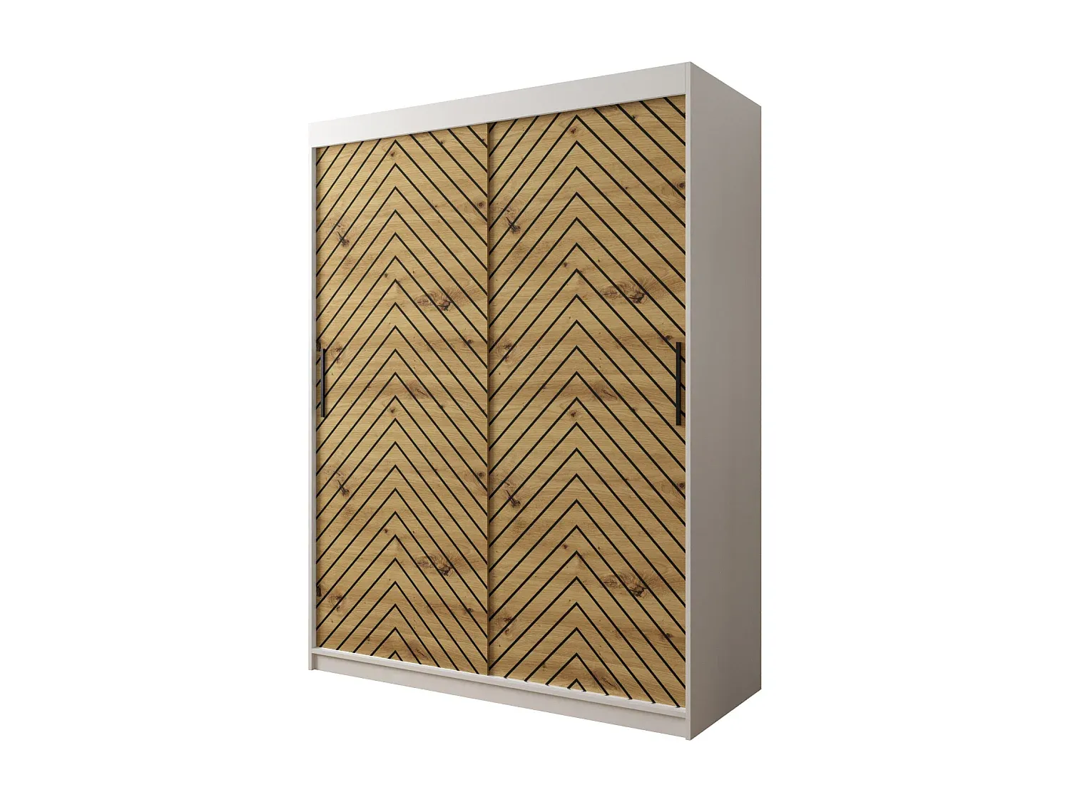 Moderner zweitüriger Schwebetürenschrank in Weiß und Holzoptik-Velessaliving