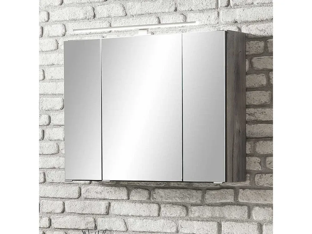 Moderne Badezimmerspiegel mit LED-Beleuchtung, Eiche Grau, 80 cm-Velessaliving