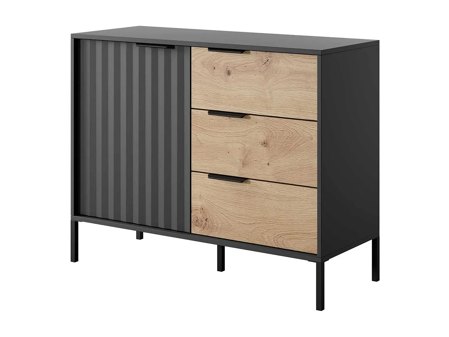 Elegante Kommode in Schwarz und Eiche-Velessaliving