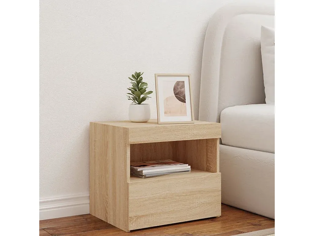 Moderner Nachttisch mit LED-Beleuchtung in Sonoma-Eiche-Velessaliving