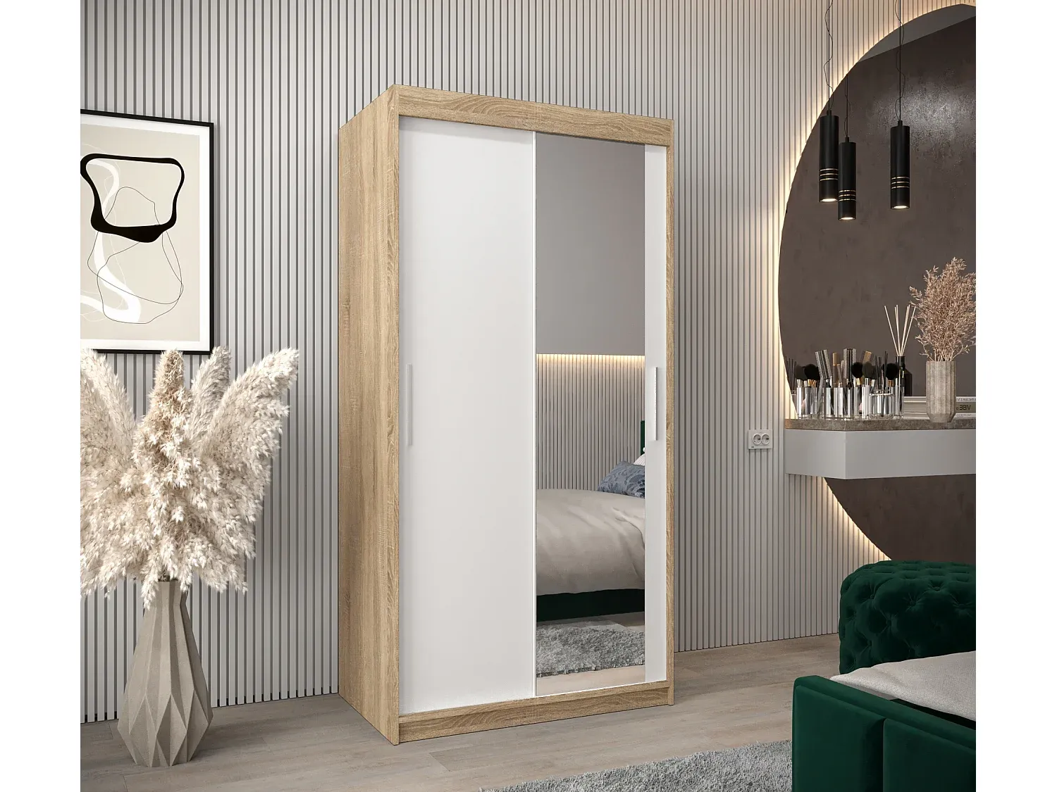 Moderner Schwebetürenschrank mit Stauraum-Velessaliving