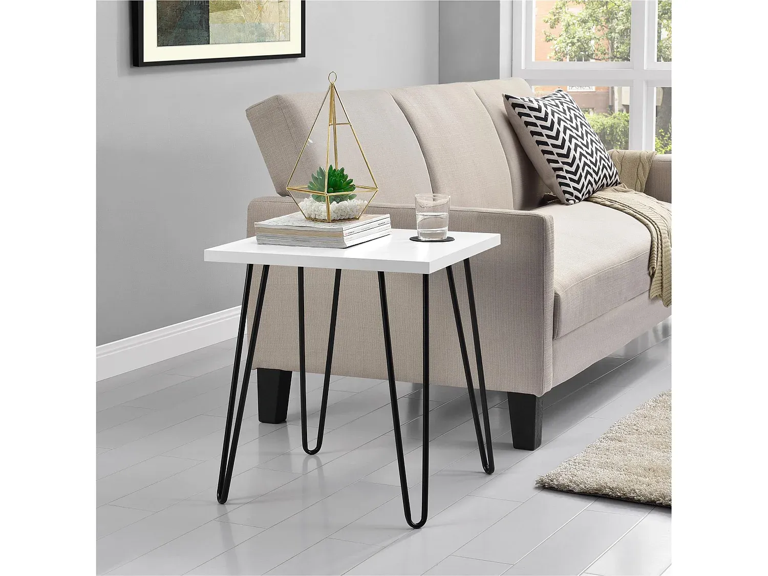 Moderner Weißer Beistelltisch aus Laminat-Velessaliving