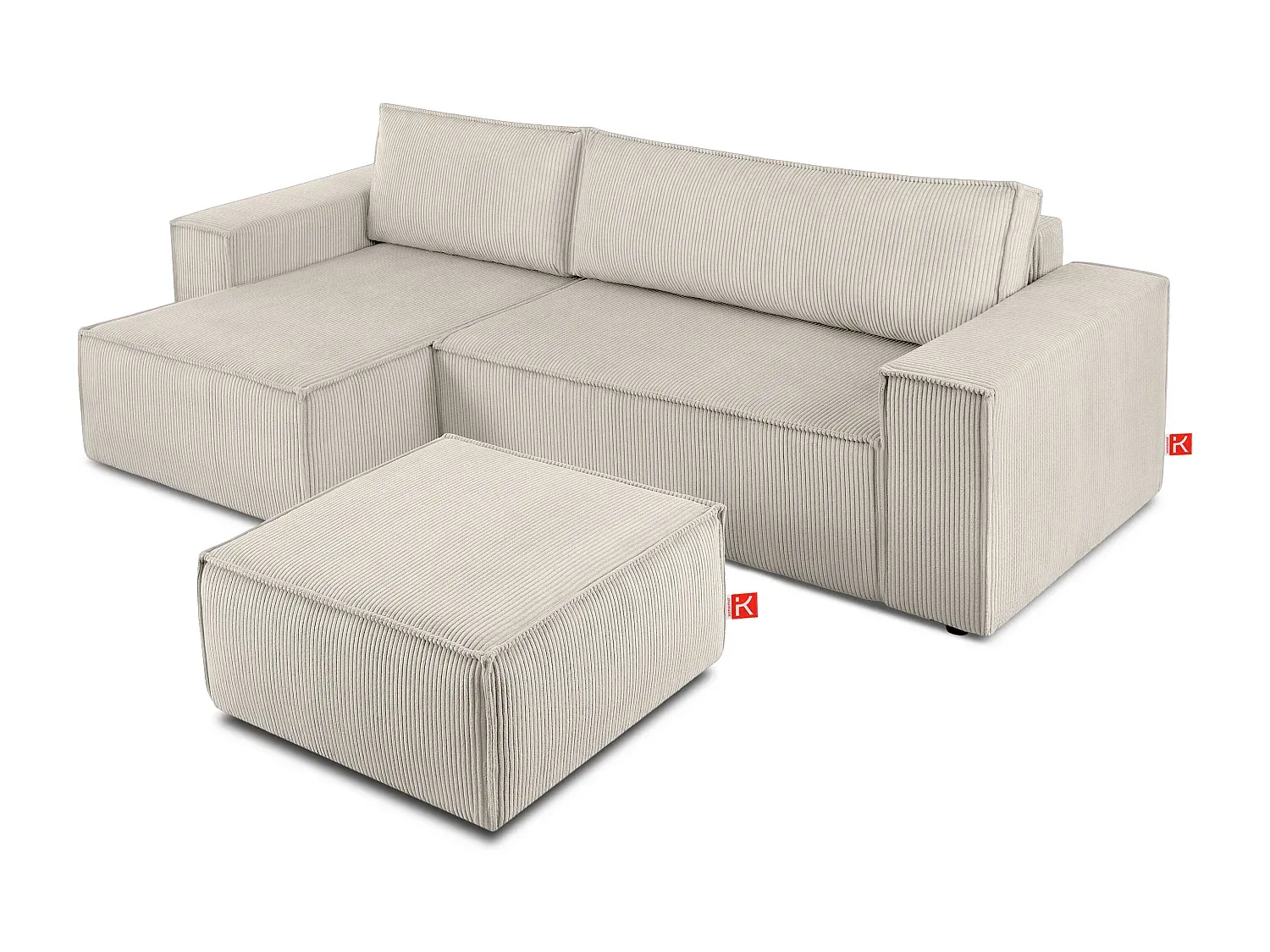 Bequemer Hocker mit Federkern in Creme-Velessaliving