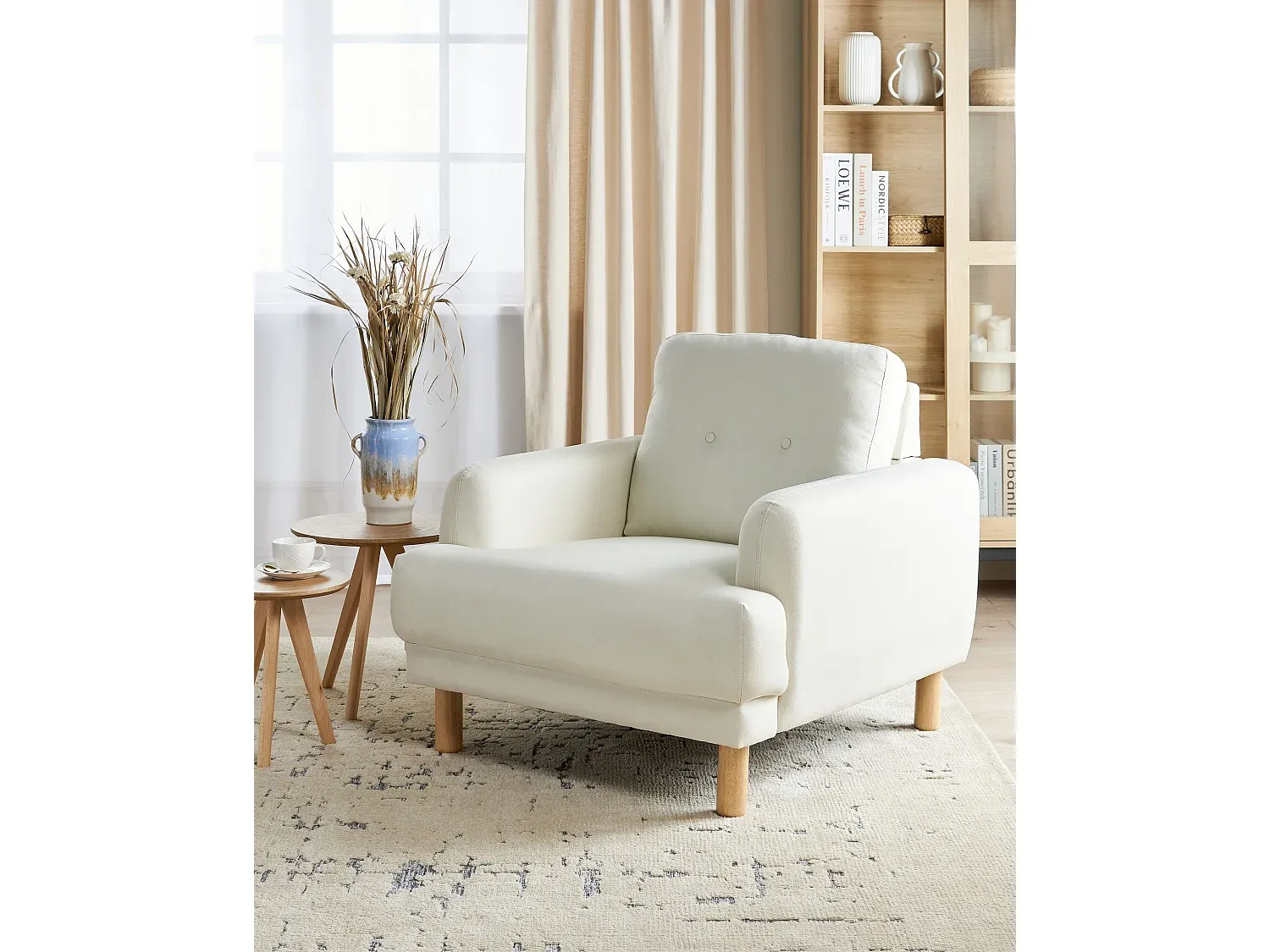 Moderner Stoff Sessel in Cremeweiß-Velessaliving
