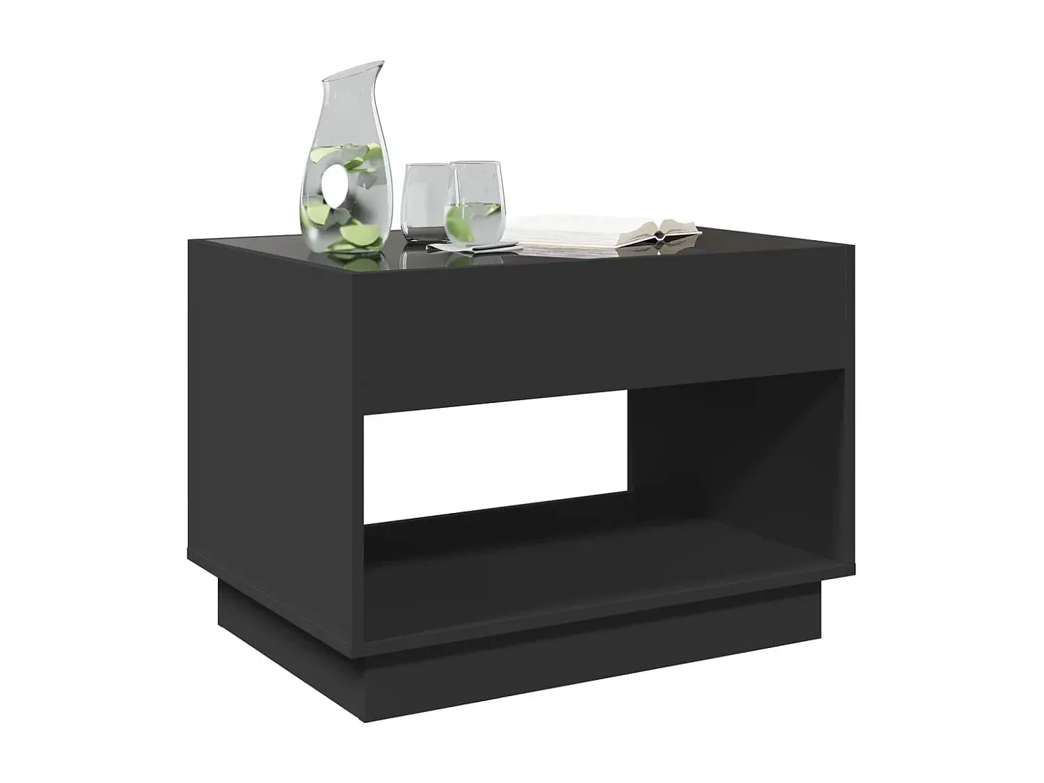 Moderner LED-Couchtisch in Schwarz mit Spiegel-Effekt, 70x50x50 cm-Velessaliving