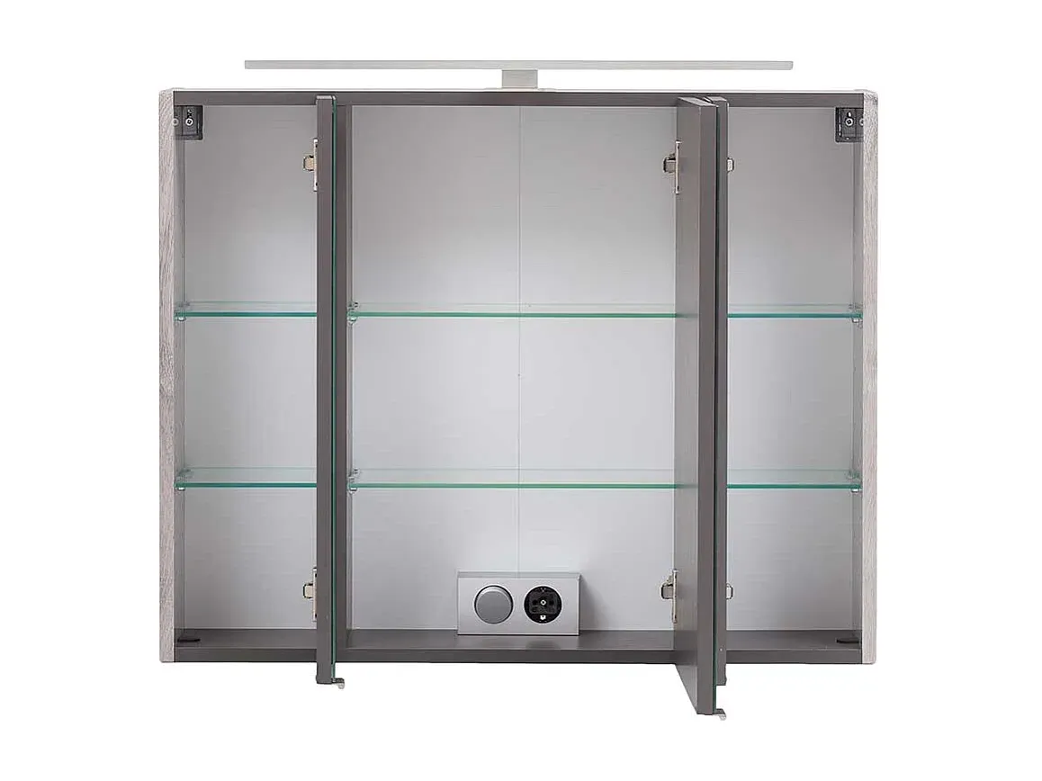 Moderne Badezimmerspiegel mit LED-Beleuchtung, Eiche Grau, 80 cm-Velessaliving