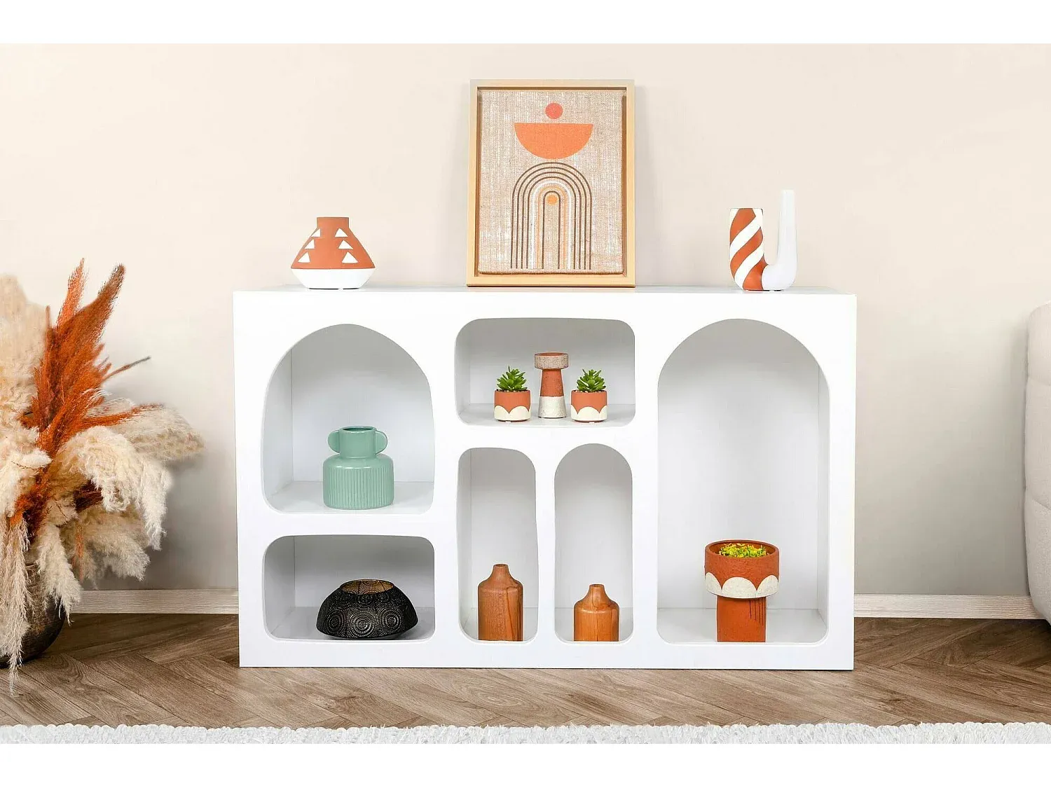 Moderne Anrichte für Wohnzimmer oder Küche, Weiß, 120x37x74 cm-Velessaliving