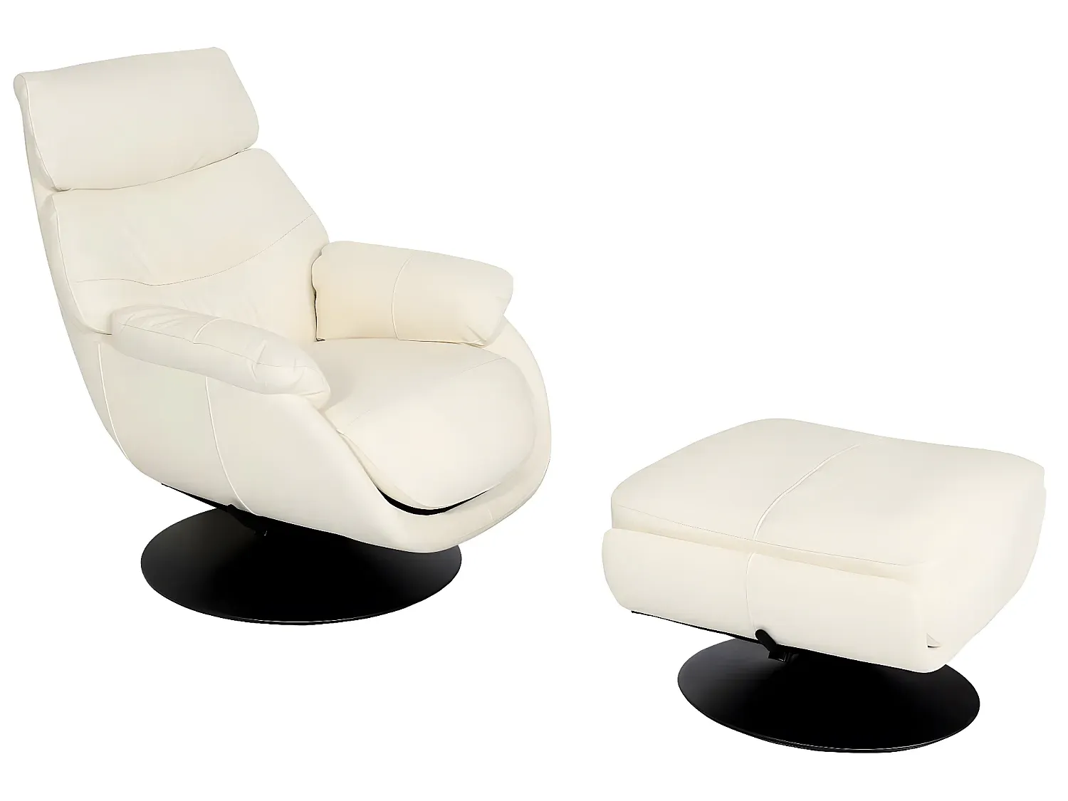 Bequemer Liegesessel mit Fußstütze, Cremeweiß-Velessaliving