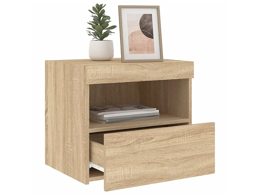 Moderner Nachttisch mit LED-Beleuchtung in Sonoma-Eiche-Velessaliving