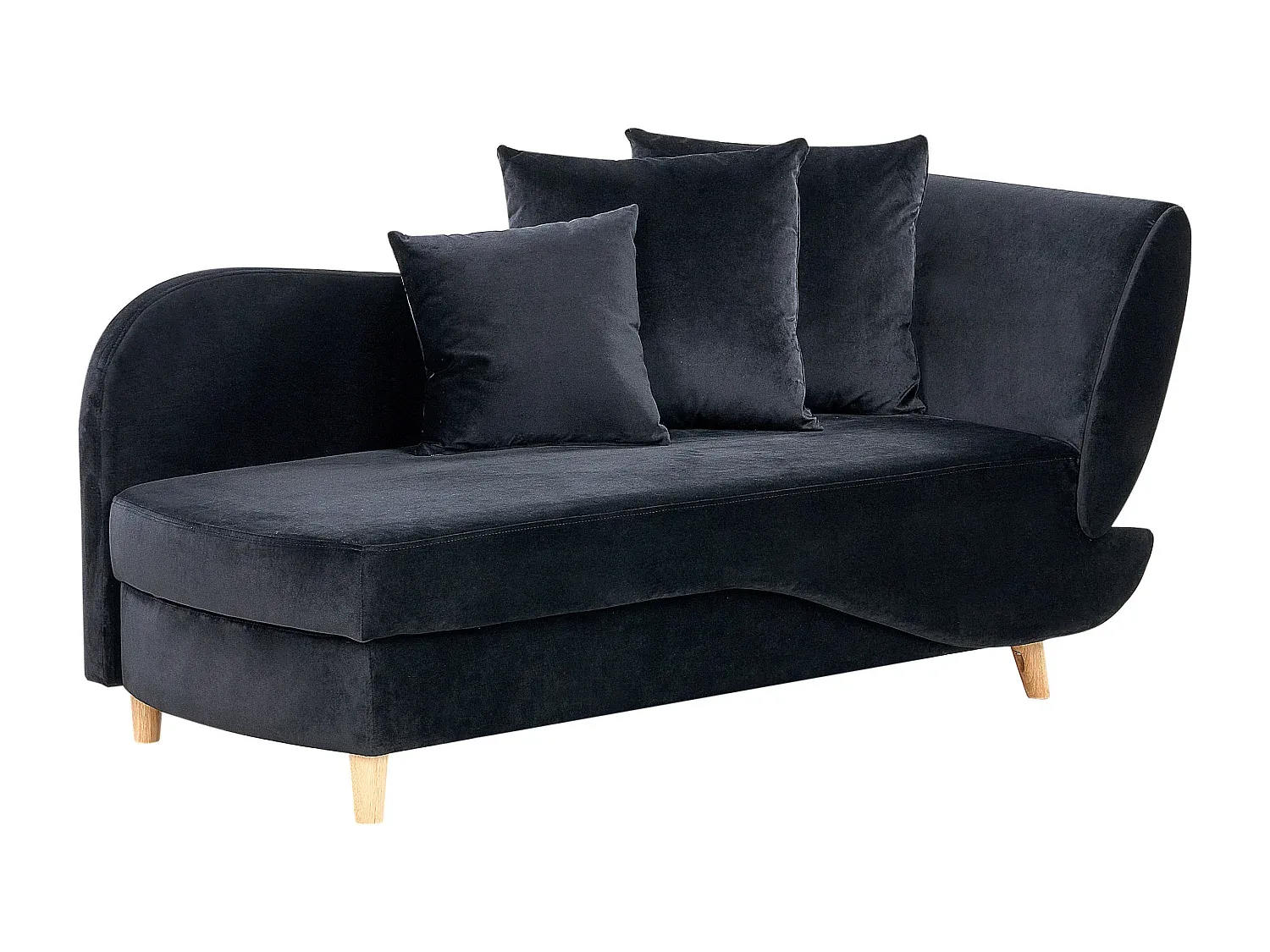 Rechtsseitige Chaiselongue aus Samt mit Bettkasten in Schwarz-Velessaliving