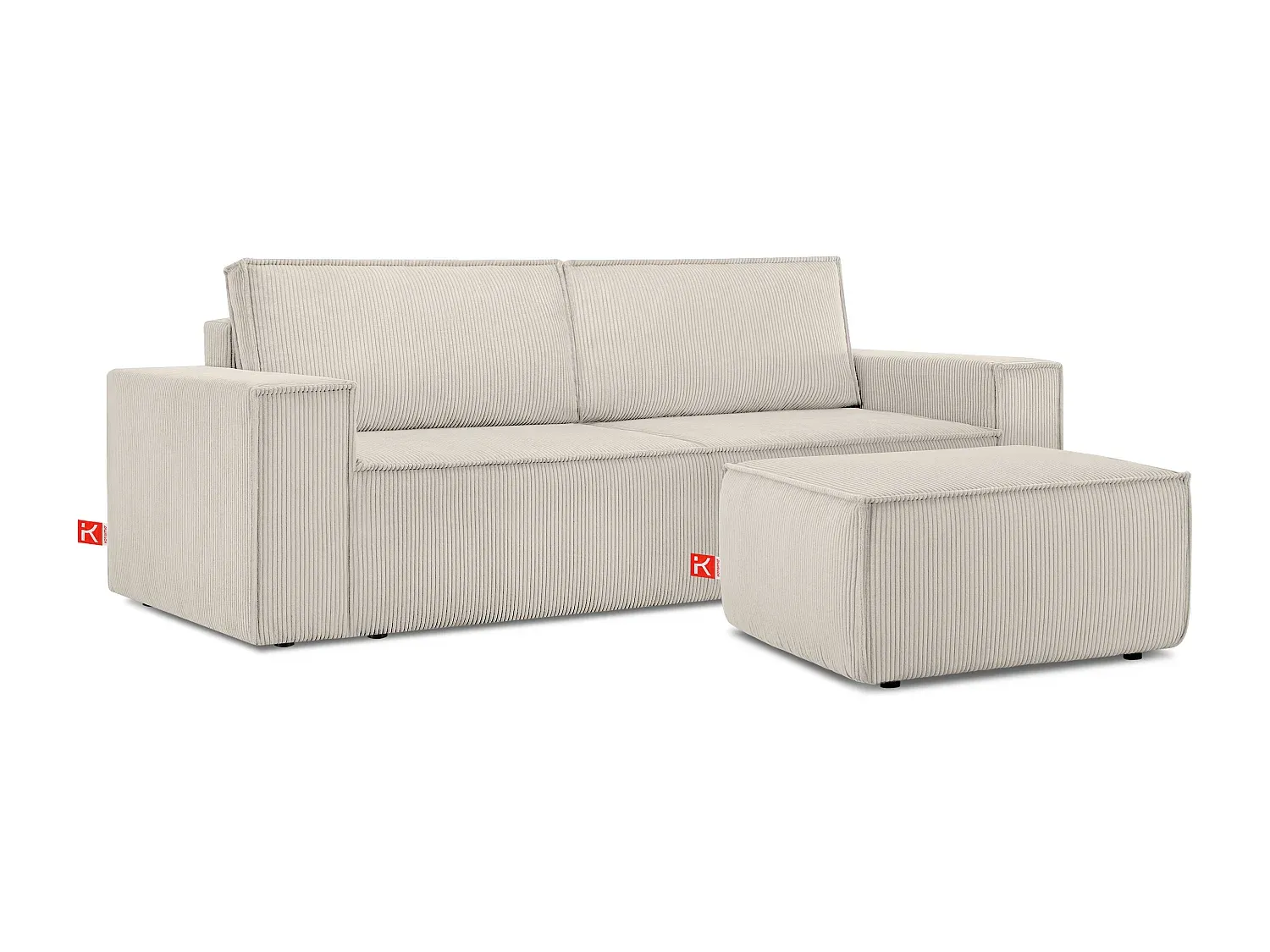 Bequemer Hocker mit Federkern in Creme-Velessaliving