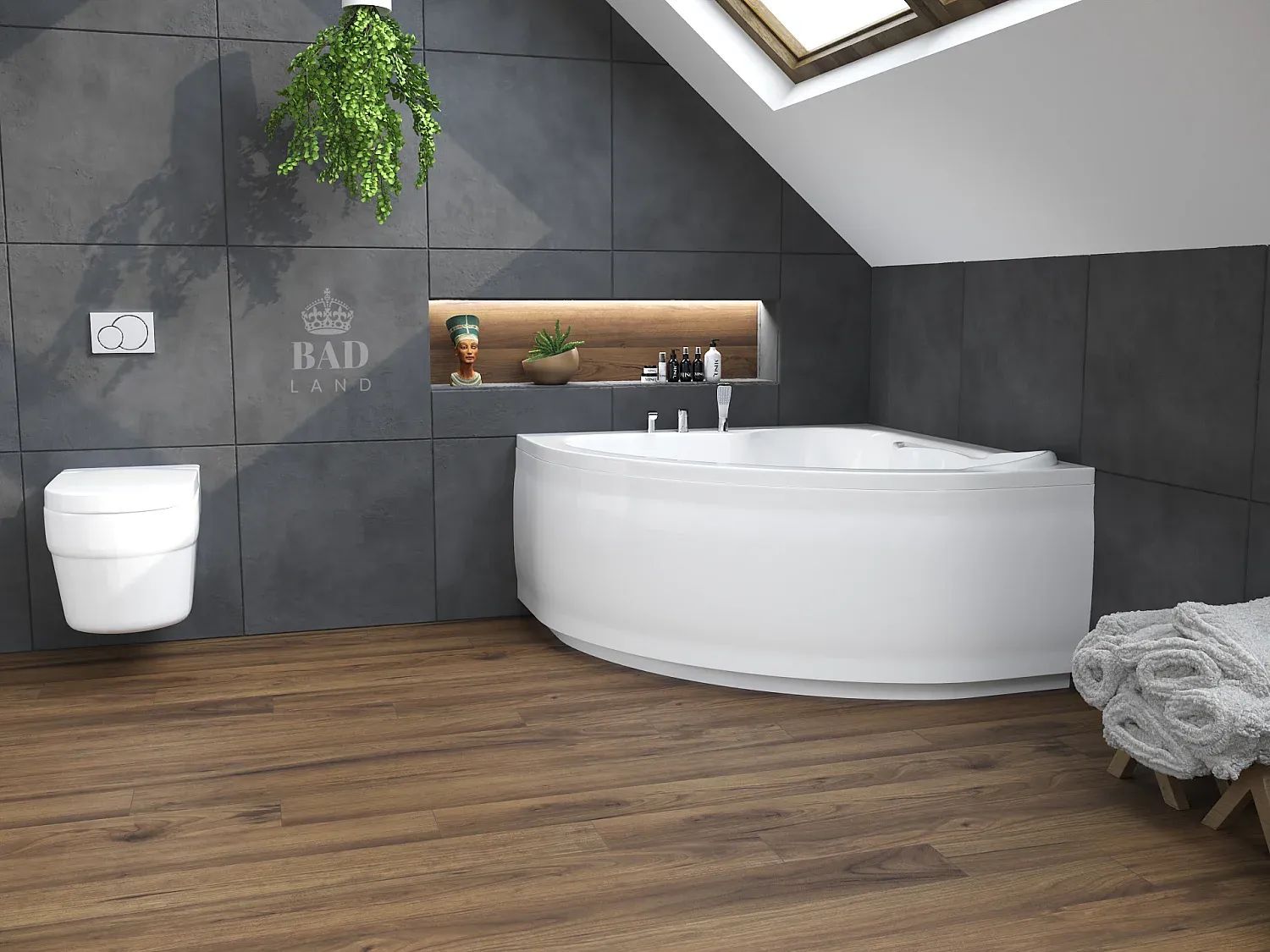 Eckbadewanne 130x130 cm aus Acryl mit Zubehör-Velessaliving