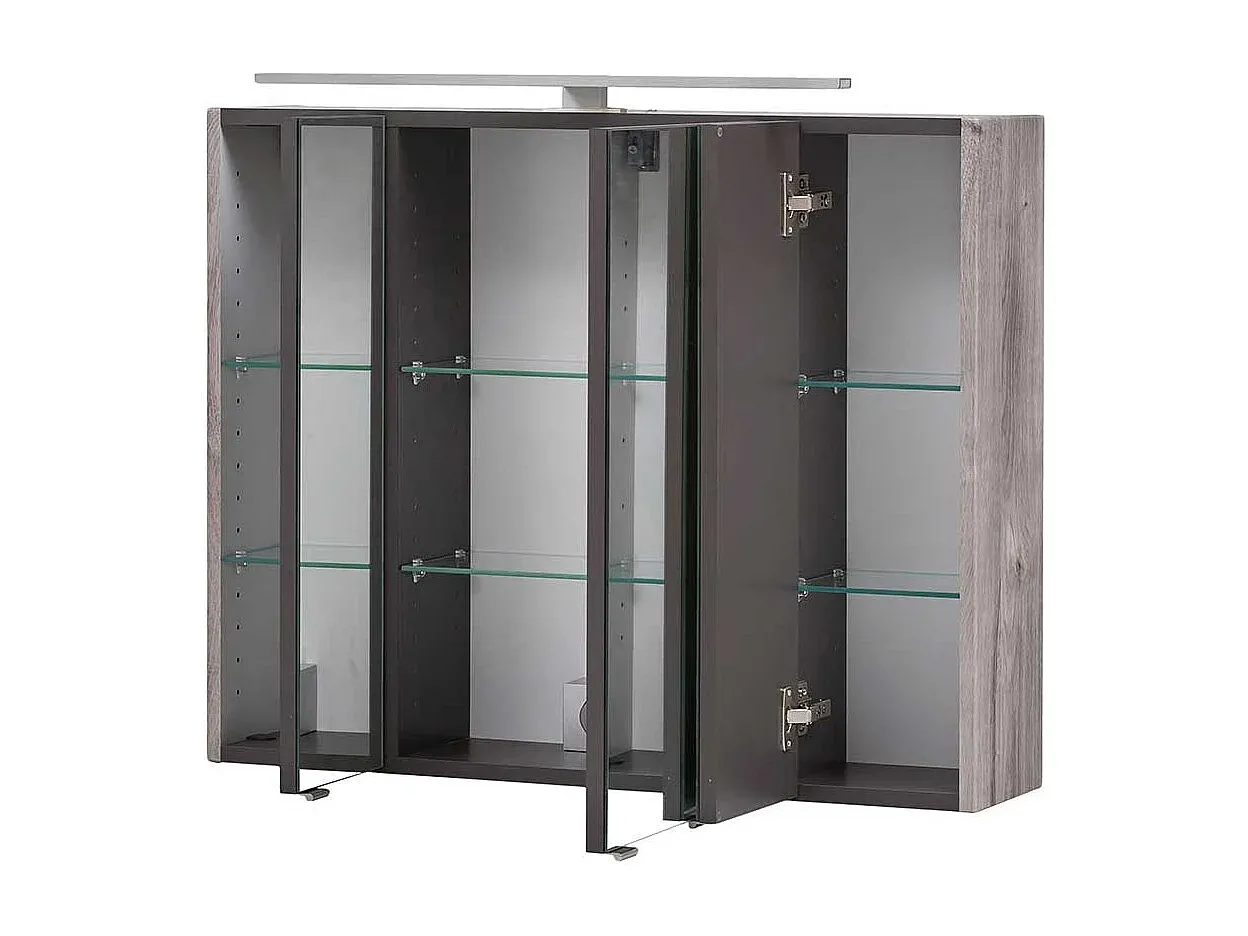 Moderne Badezimmerspiegel mit LED-Beleuchtung, Eiche Grau, 80 cm-Velessaliving