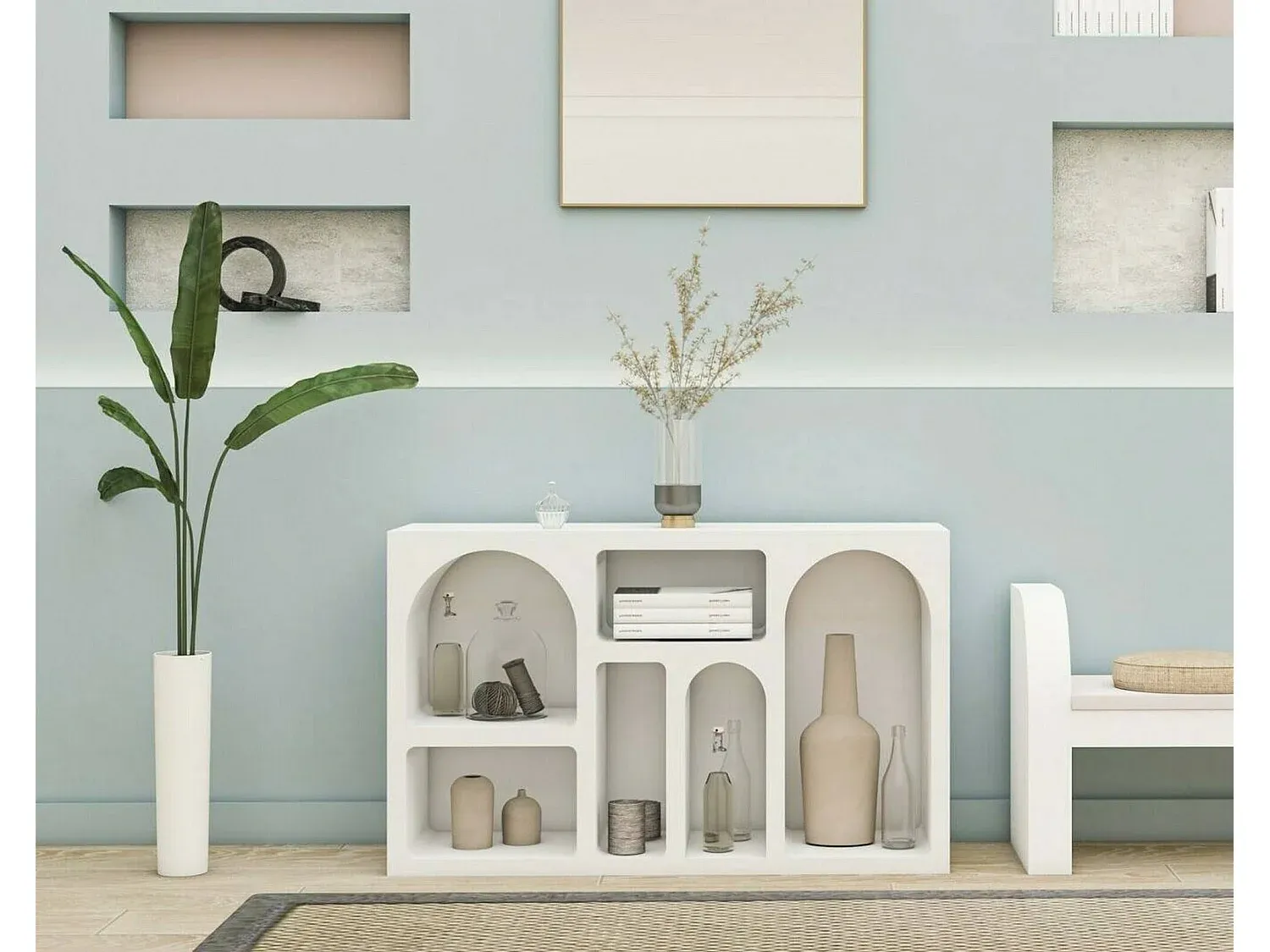 Moderne Anrichte für Wohnzimmer oder Küche, Weiß, 120x37x74 cm-Velessaliving