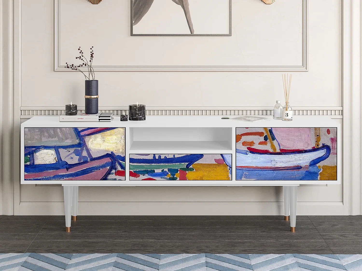 Fernsehschrank - Modernes Design, Weiß-Velessaliving