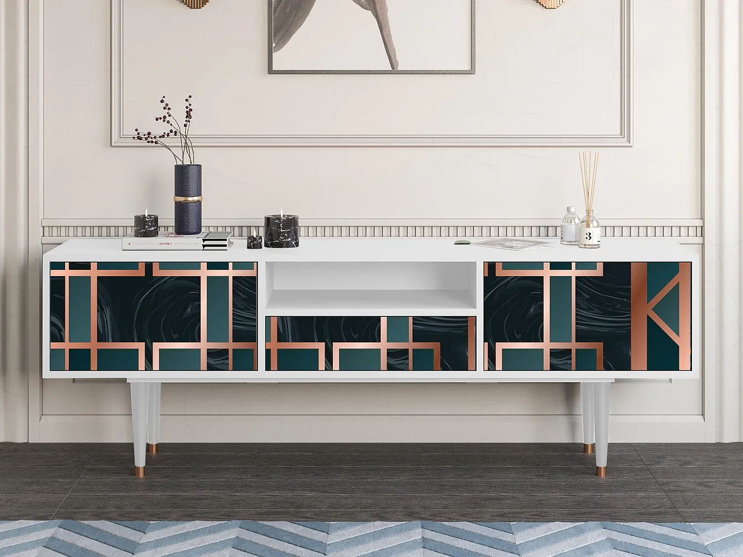 Moderner TV-Schrank, weiß, 170x59x41 cm-Velessaliving