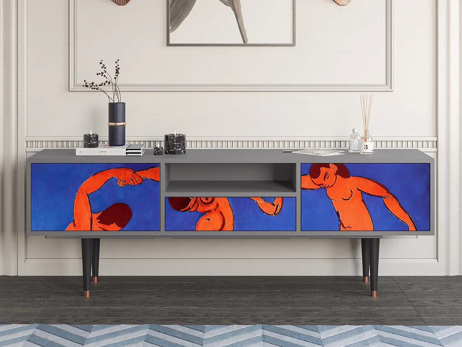 Moderner Fernsehtisch 170x59x41 cm, Grau-Velessaliving