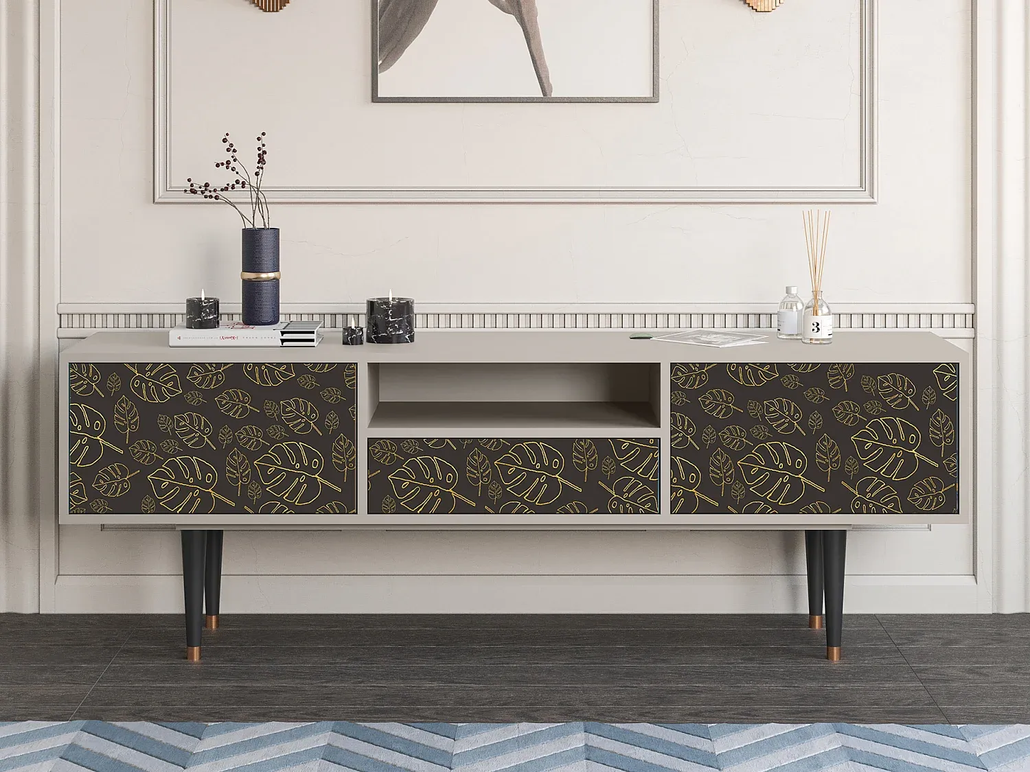 Moderner TV-Schrank - Holzoptik in Sand-Velessaliving