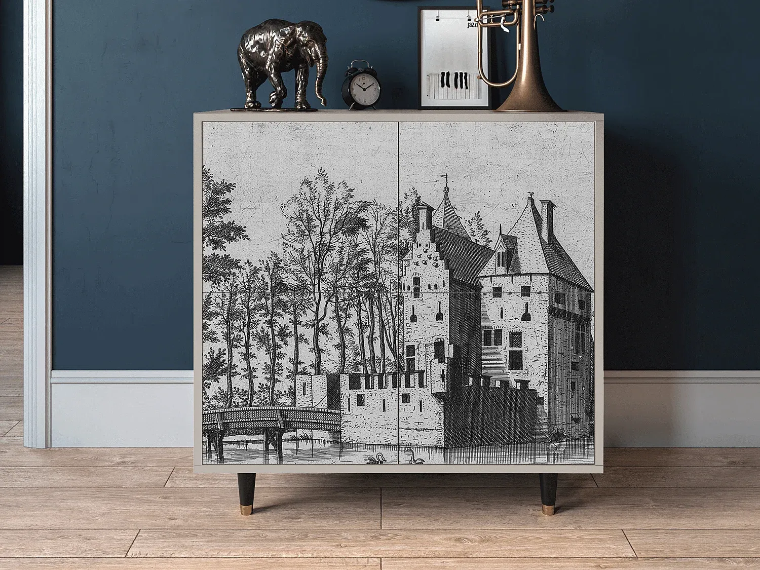 Elegantes Sideboard aus Holz mit Sandfarbenem Design-Velessaliving