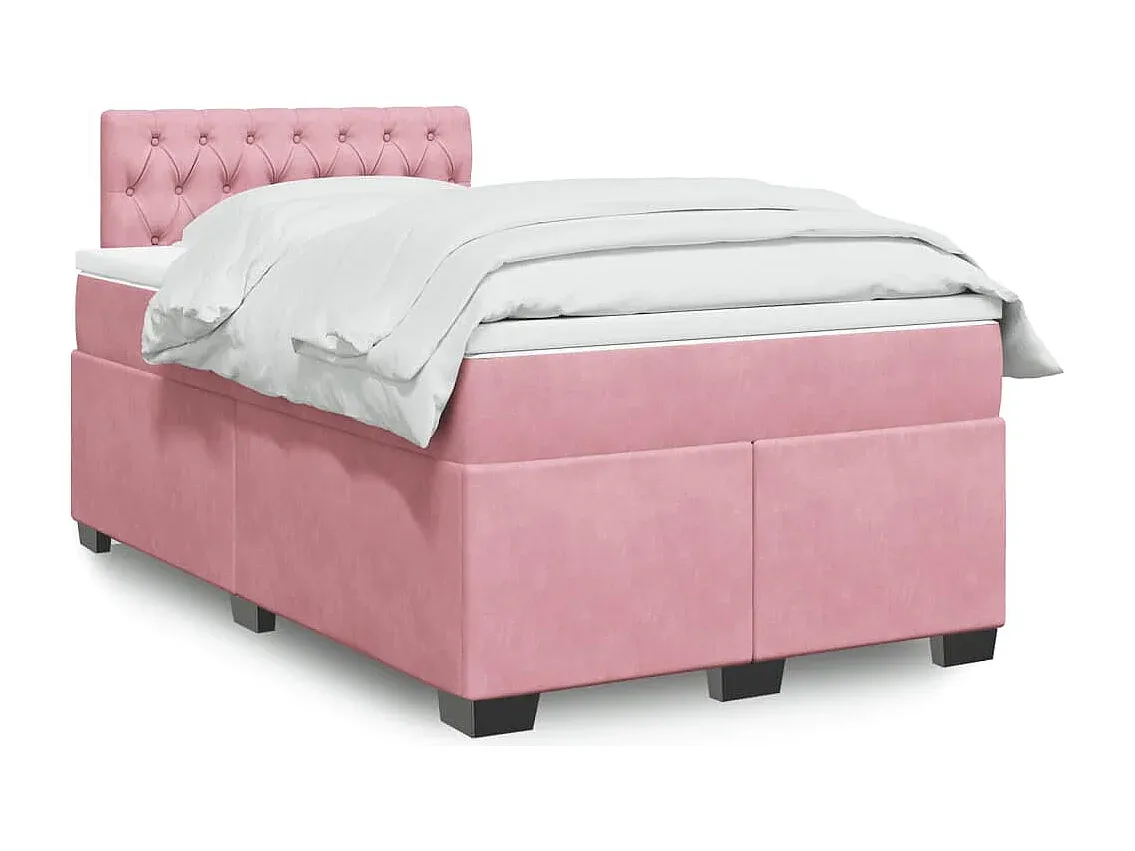 Elegantes Samt-Boxspringbett 120x200 cm in Rosa-Velessaliving