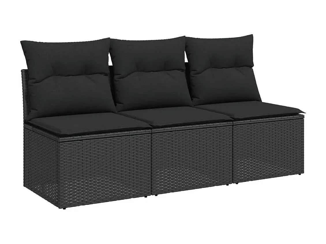 Modulares Gartensofa mit Kissen für 3 Personen in Schwarz-Velessaliving