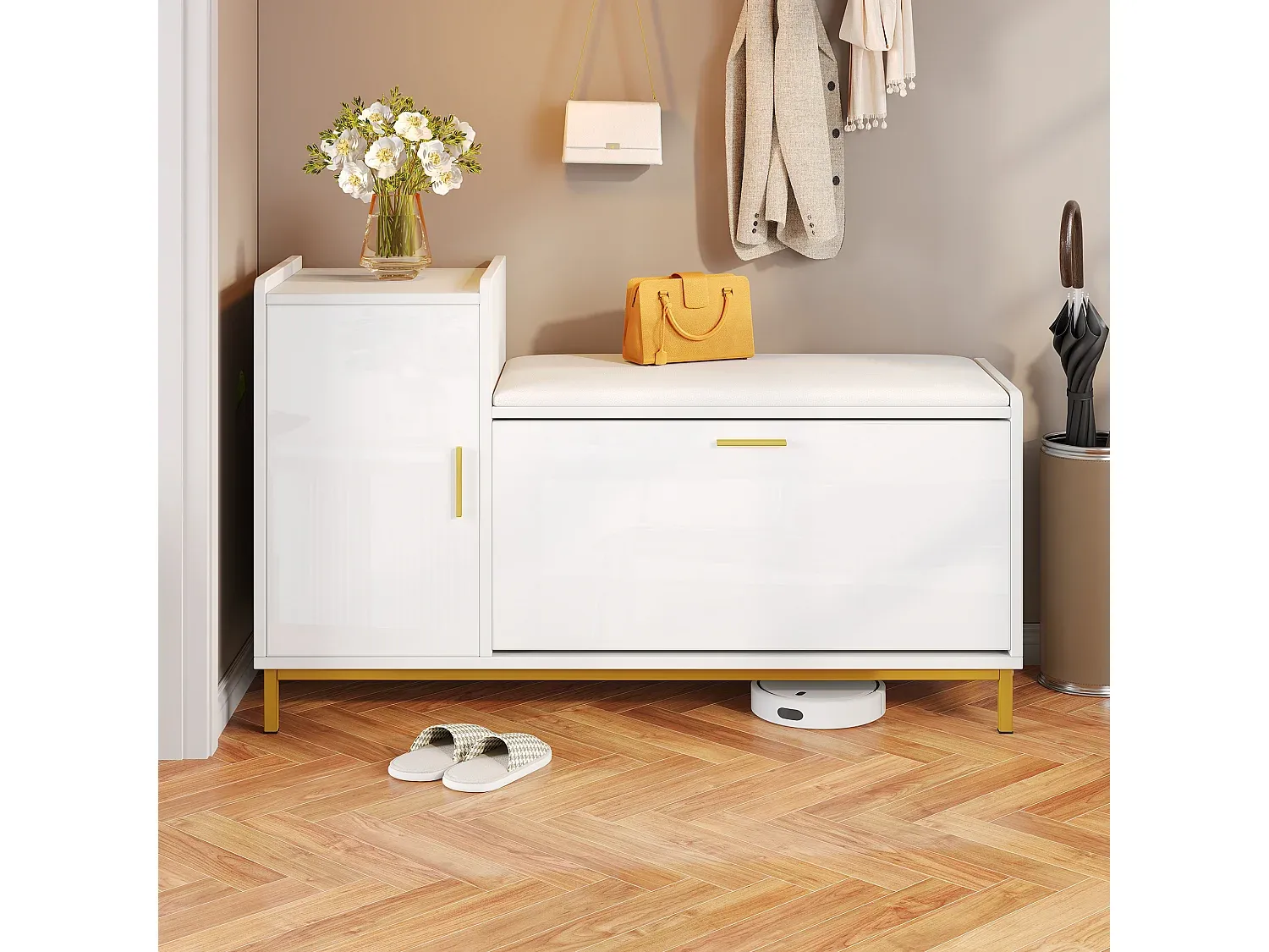Moderner Schuhschrank mit Sitzbank und Stauraum-Velessaliving