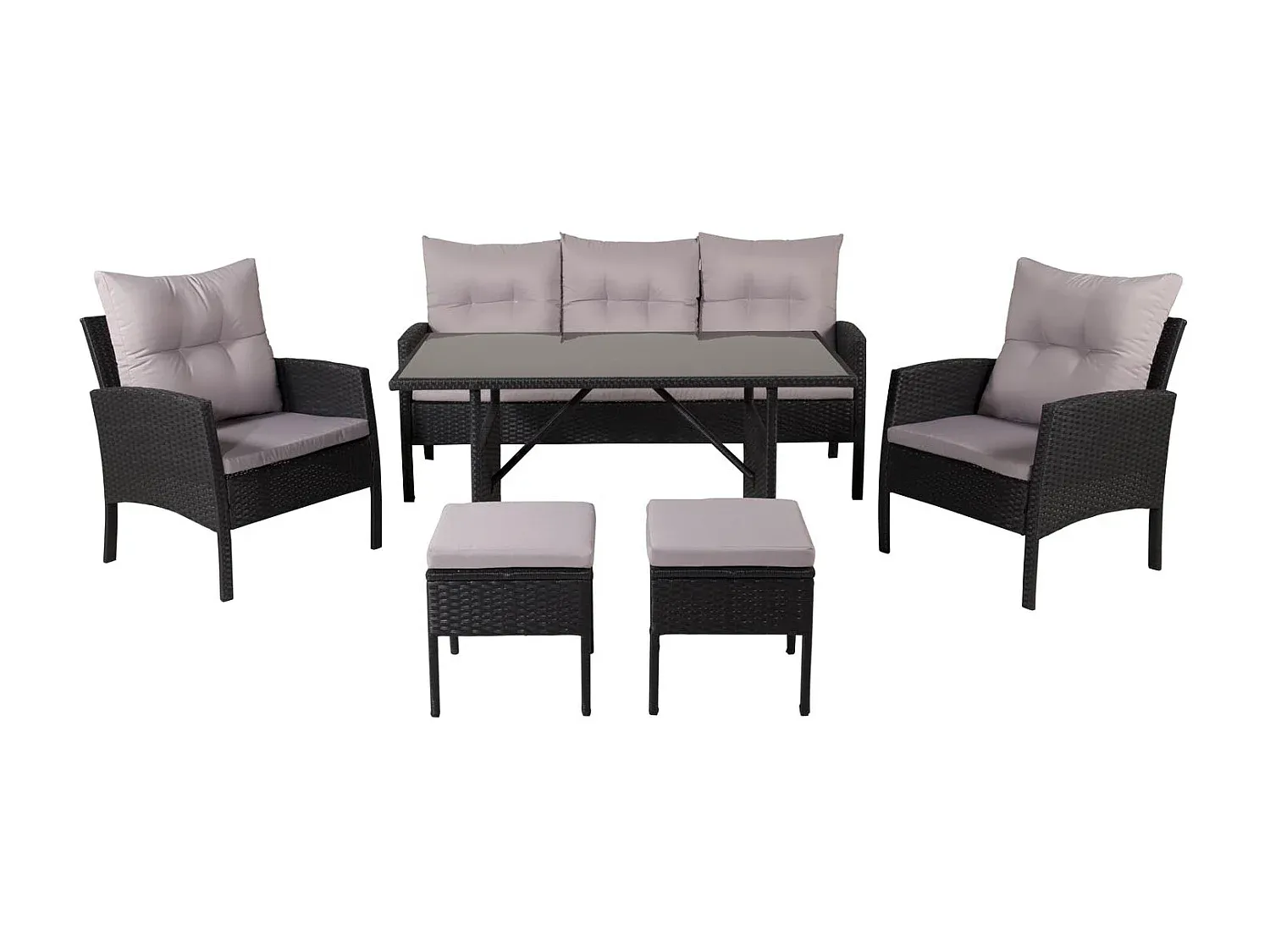 Gartenset 6-teilig in Schwarz und Grau-Velessaliving