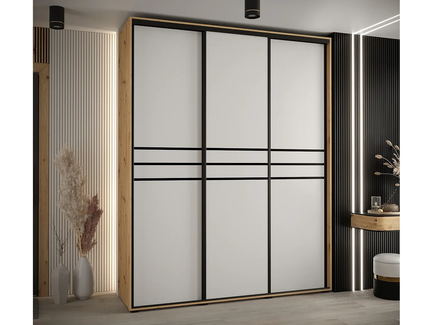 Großer Kleiderschrank mit Schiebetüren, 3-türig-Velessaliving