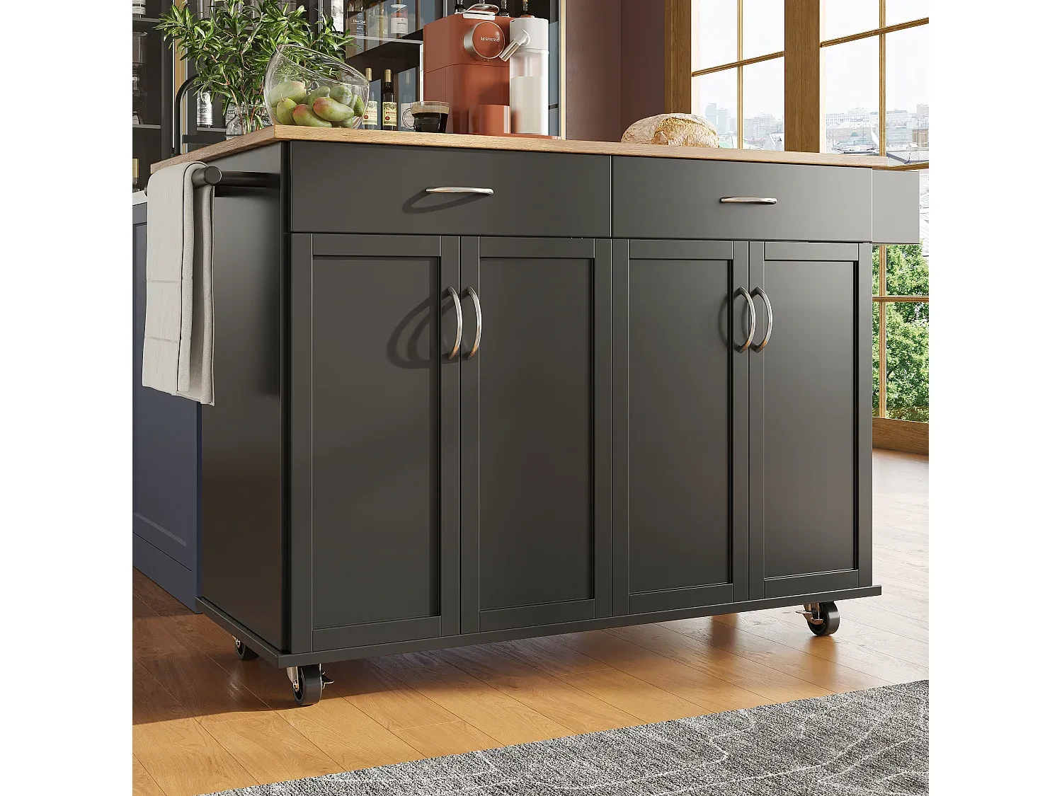 Küchenwagen mit Stauraum und ausziehbarer Arbeitsfläche-Velessaliving