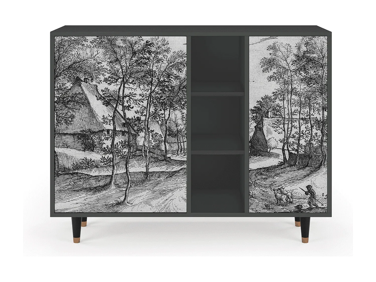 Modernes Sideboard in Anthrazit - Funktionale Aufbewahrung-Velessaliving