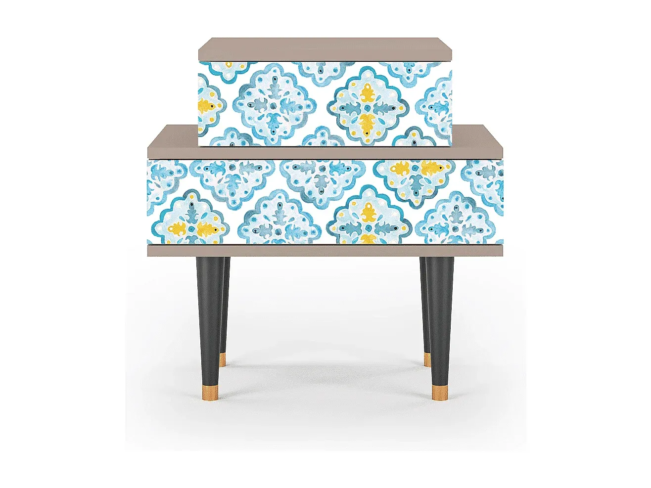 Beistelltisch mit portugiesischen Fliesen und Latte-Design-Velessaliving