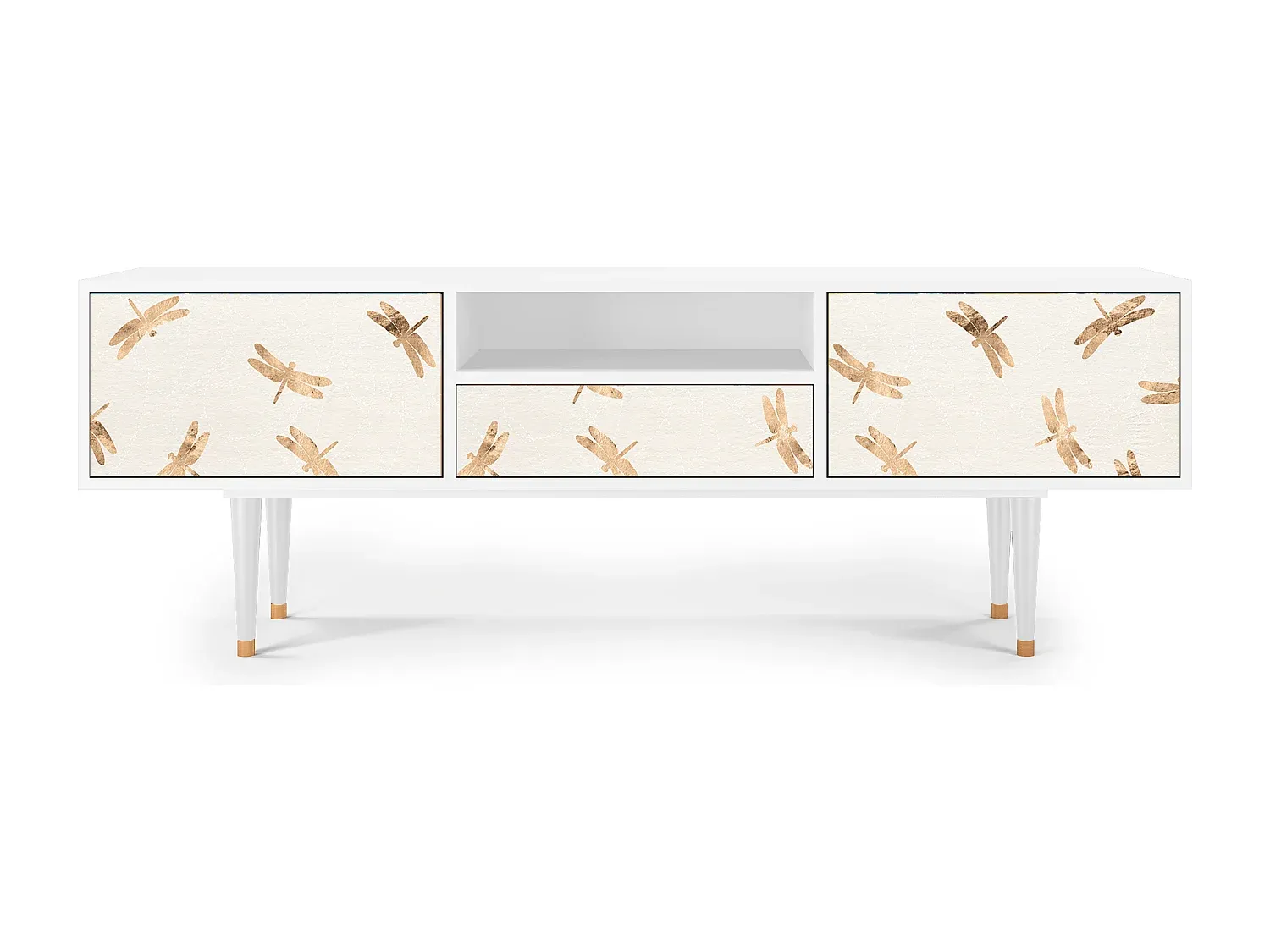 Moderner TV-Schrank mit Dragonfly-Design, Weiß-Velessaliving