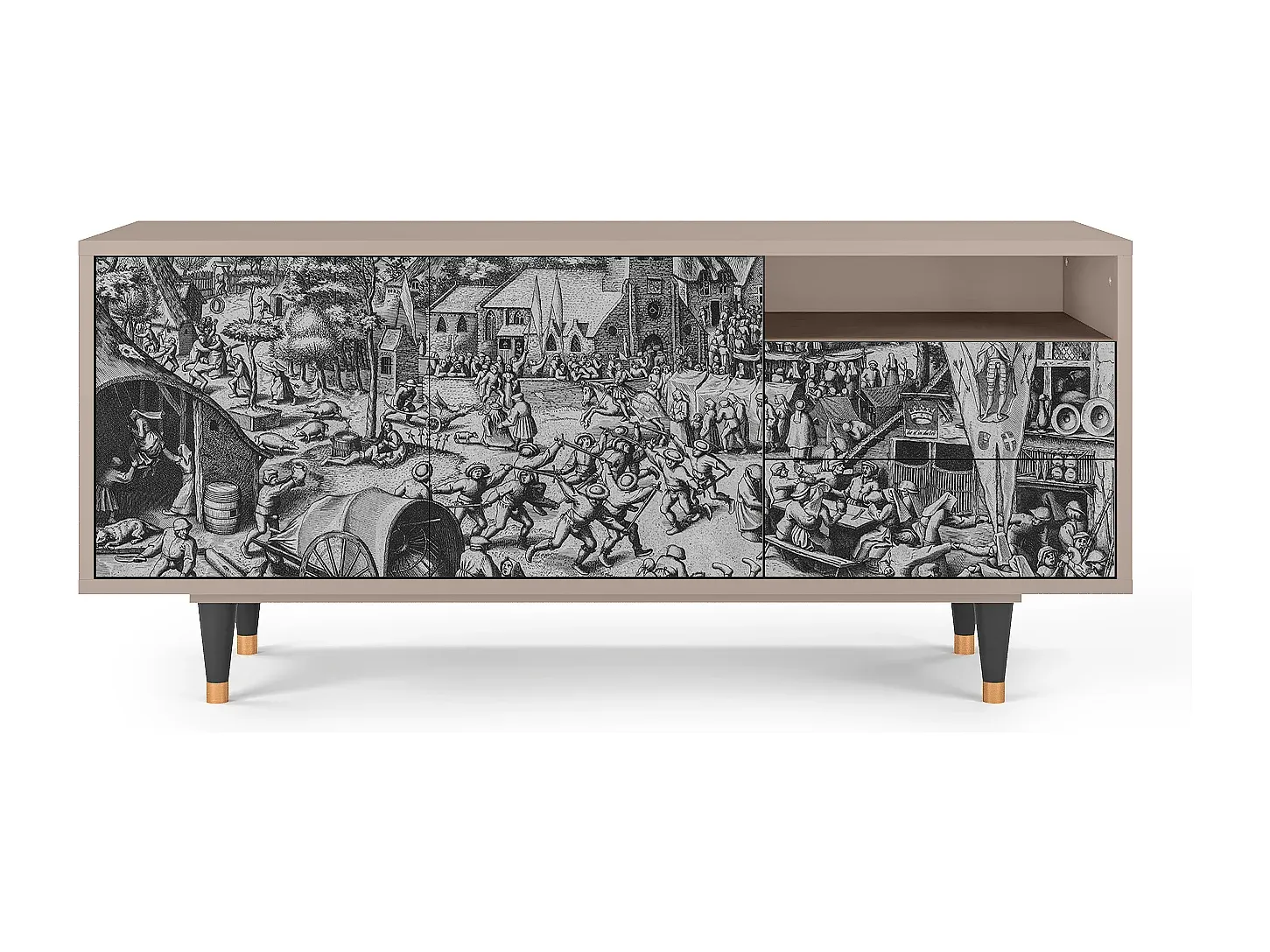 Moderner Fernsehtisch mit Stauraum, Holzdesign, 125x56x41 cm-Velessaliving