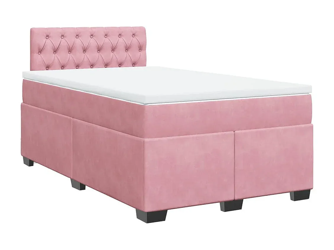 Elegantes Samt-Boxspringbett 120x200 cm in Rosa-Velessaliving