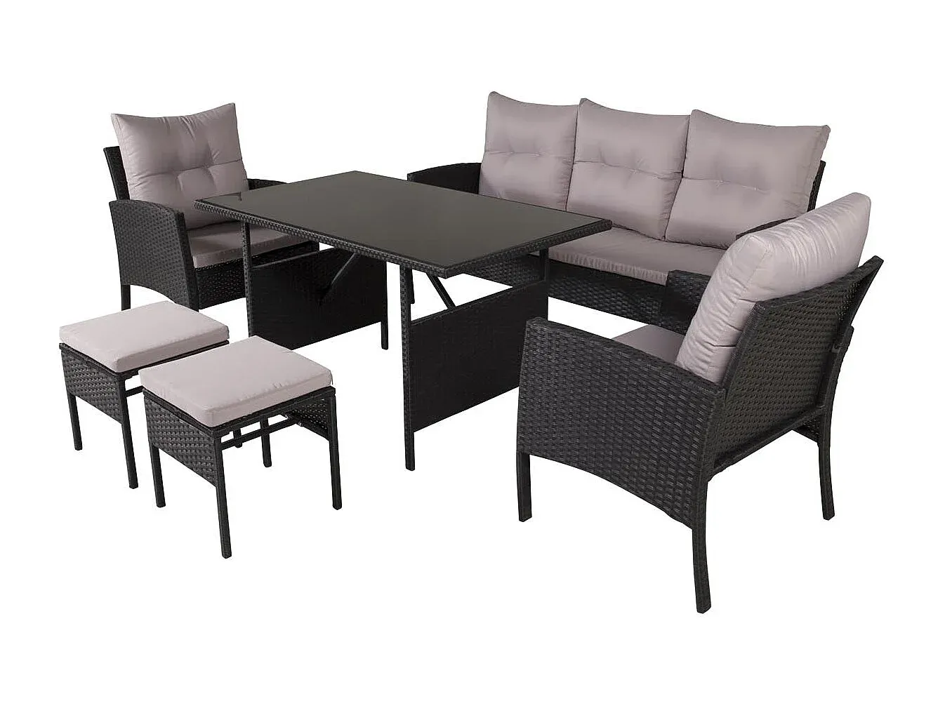 Gartenset 6-teilig in Schwarz und Grau-Velessaliving