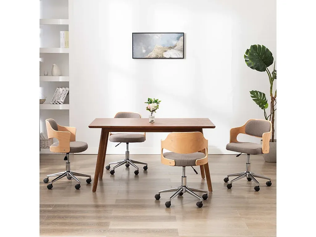 Vier drehbare Esszimmerstühle aus Bugholz in Taupe-Velessaliving