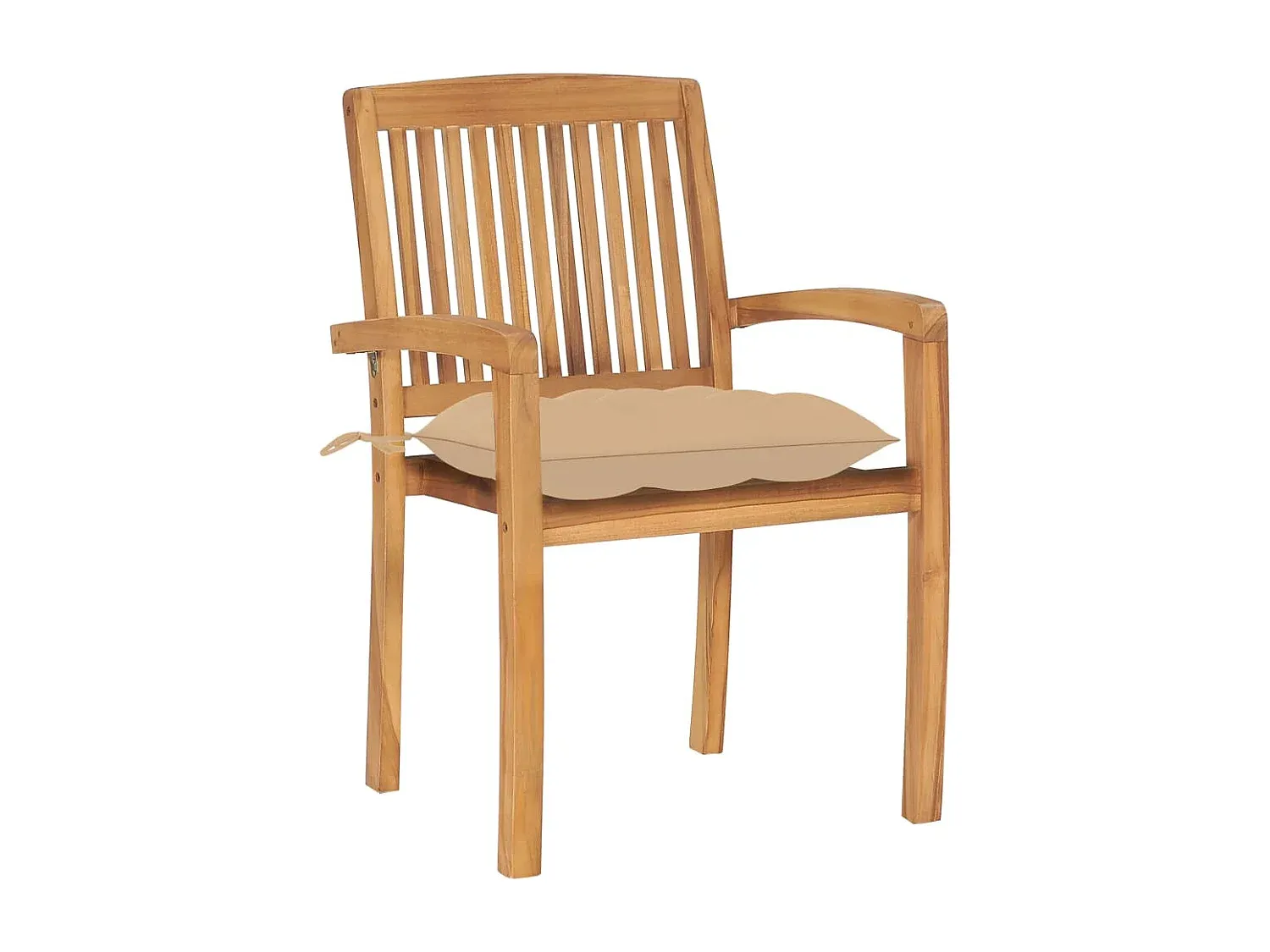 Holzgartenstühle mit Beigen Kissen, 2er Set-Velessaliving