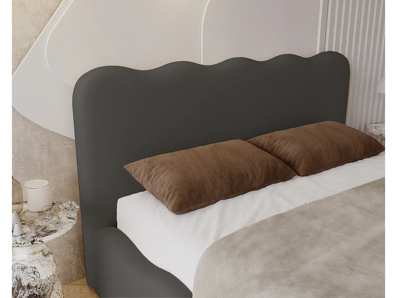 Polsterbett 180x200 mit Lattenrost und Bettkasten in Dunkelgrau-Velessaliving