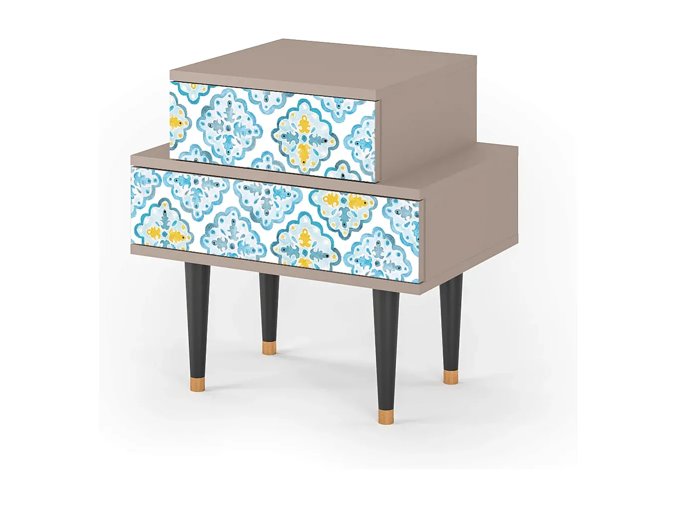 Beistelltisch mit portugiesischen Fliesen und Latte-Design-Velessaliving