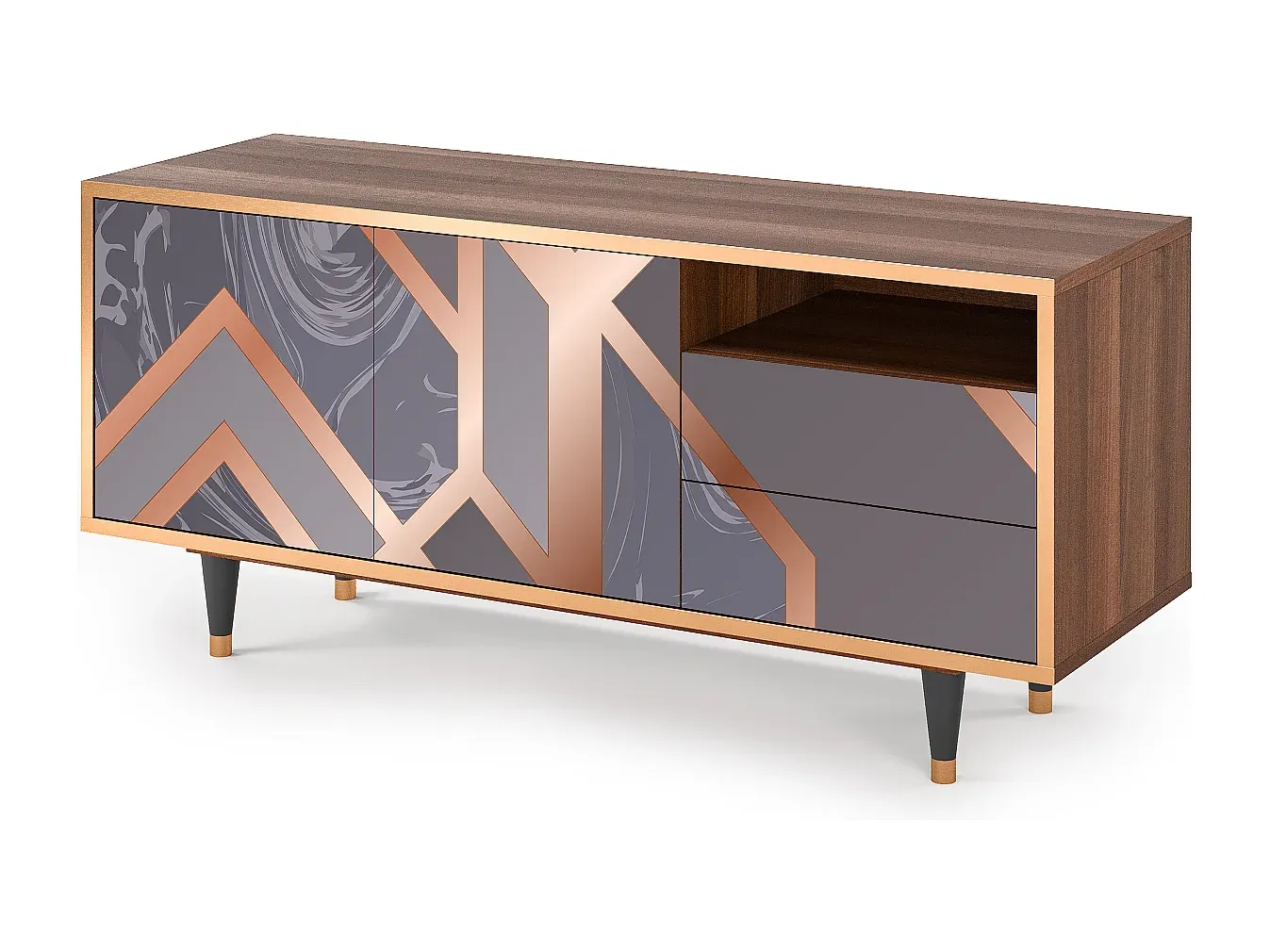 Moderner TV-Schrank mit Stauraum, Walnuss-Velessaliving