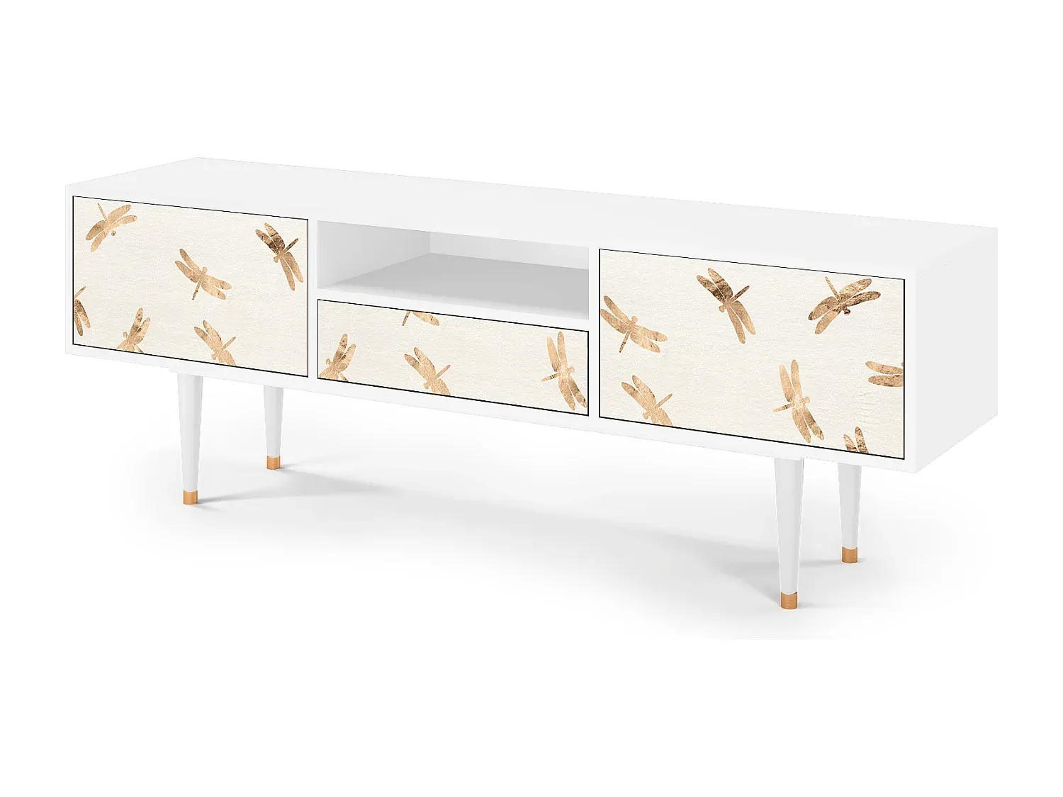 Moderner TV-Schrank mit Dragonfly-Design, Weiß-Velessaliving