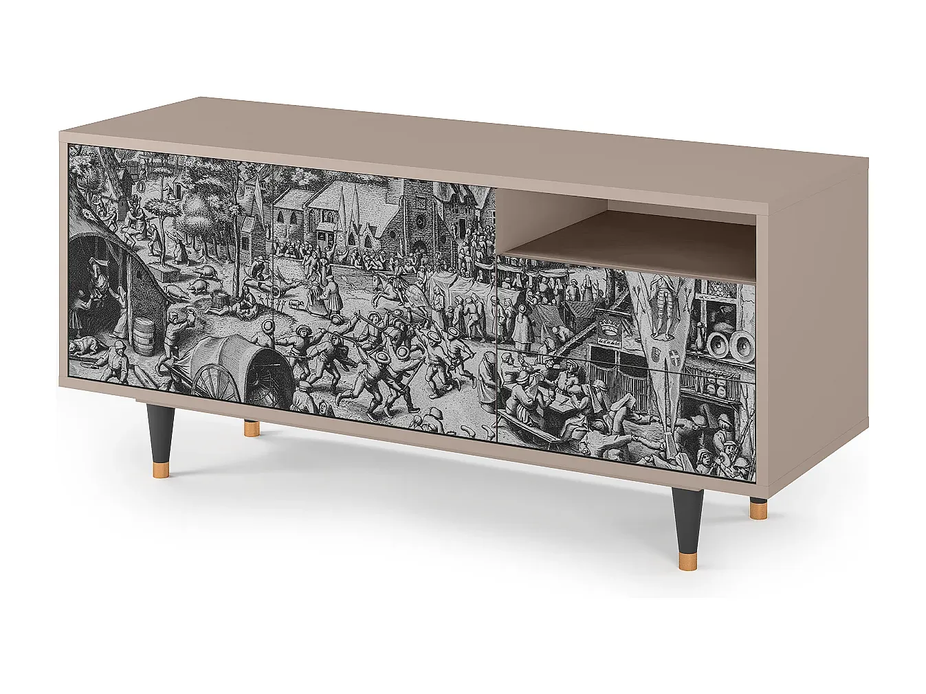 Moderner Fernsehtisch mit Stauraum, Holzdesign, 125x56x41 cm-Velessaliving