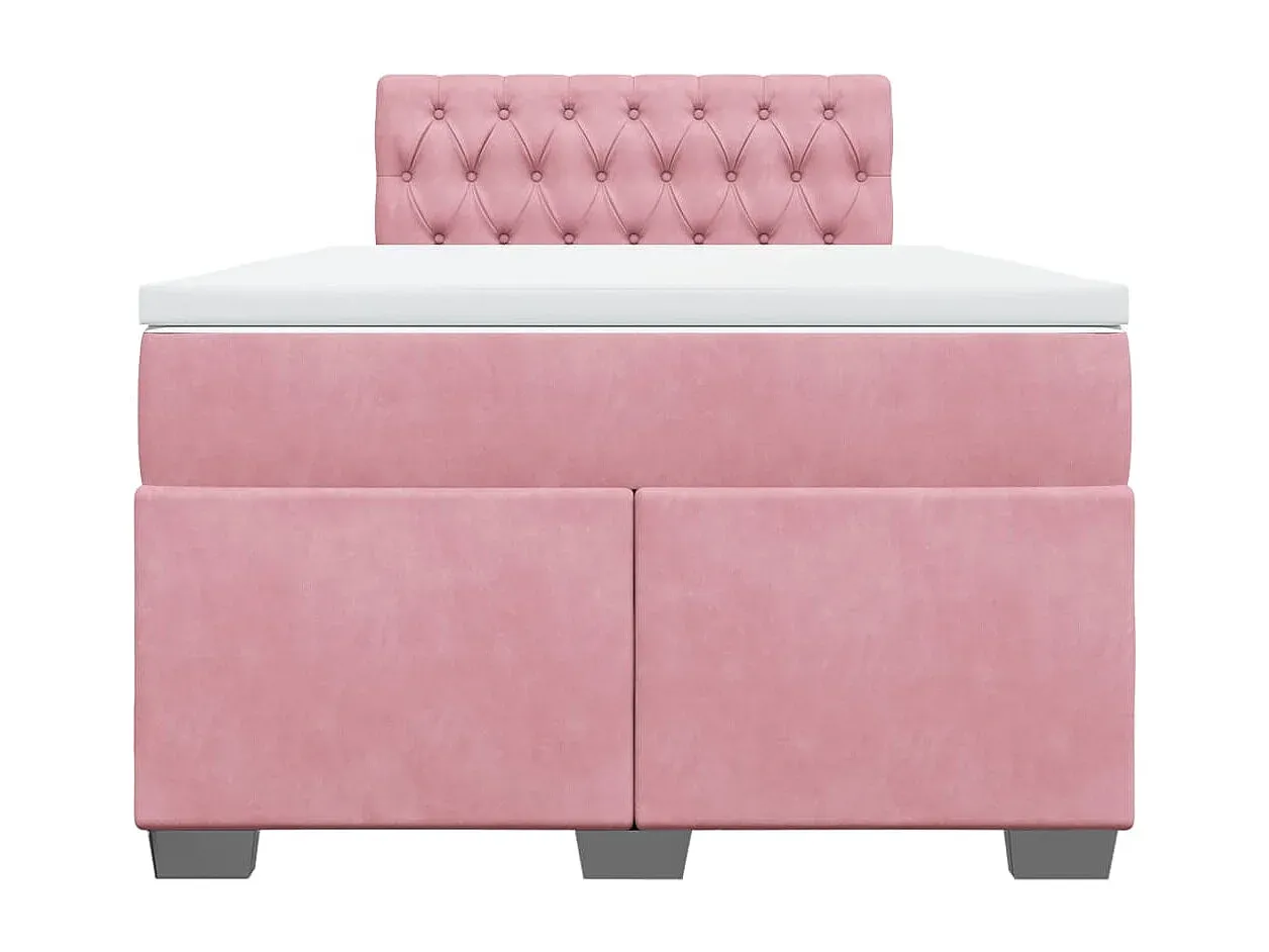 Elegantes Samt-Boxspringbett 120x200 cm in Rosa-Velessaliving